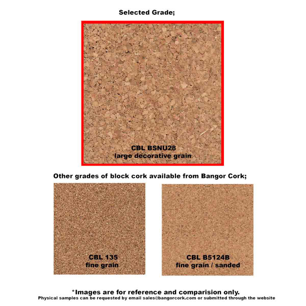 BSNU28 1/8" cork sheet comparison
